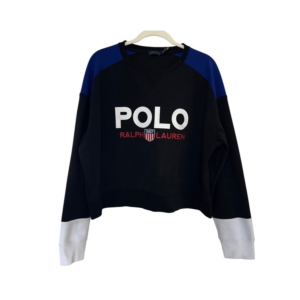 Polo Ralph Lauren USA Colorblock Sweatshirt Casual Cropped Boxy XXL